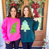 Mint Glitter Tree Sweatshirt - Green - Final Sale