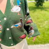 Queen of Sparkles Dark Green Scattered Duck Cardigan