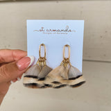 Brown Stripped Feather Earring