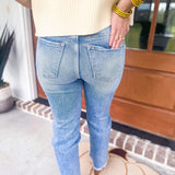 RISEN Emily High Rise Crop Straight Jeans - Light