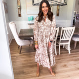 Fall Tea Midi Dress - Brown