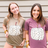 Spotted Pumpkin Tee- Heather Maroon