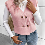 Full Size Button Up V-Neck Sweater Vest