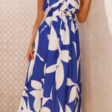 Ruched Printed Single Shoulder Dress