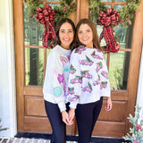 QOS White Trucks With Christmas Trees Sweatshirt *FINAL SALE*