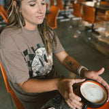 Birdie | Camo Smiley Checkered Graphic Tee - Espresso