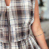 Plaid To Be You Midi Dress - Mocha