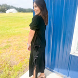 Midnight Elegance Midi Dress- Black