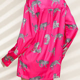 Animal Button Up Shirt and Shorts Set
