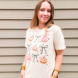 Pink Pumpkins & Bows Tee - Ivory - Final Sale