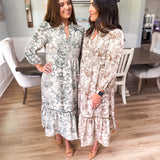 Fall Tea Midi Dress - Brown