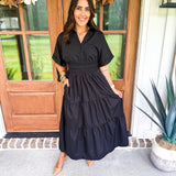 Feeling Fall Midi Dress - Black