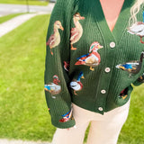 Queen of Sparkles Dark Green Scattered Duck Cardigan