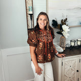 Bloom Into Fall Top - Brown