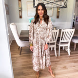 Fall Tea Midi Dress - Brown