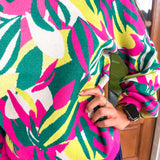 Hallie Bombshell Blooms Sweater- Green
