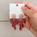 Christmas Bow Earring - Red