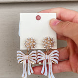 Christmas Bow Earring - White