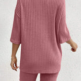 Ribbed Round Neck Top and Shorts Set