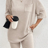 Ribbed Round Neck Top and Shorts Set