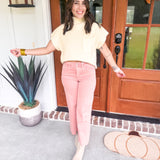 VERVET High Rise Crop Wide Leg - Silver Pink