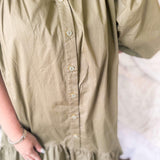 Karlie Solid Ruffle Dress - Olive
