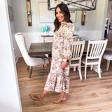 Fall Tea Midi Dress - Brown