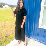 Midnight Elegance Midi Dress- Black
