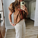 Bloom Into Fall Top - Brown