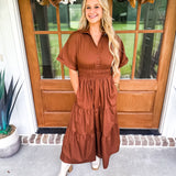 Feeling Fall Midi Dress - Espresso