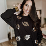Sarah Sequin Football Sweatshirt - Black