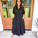 Feeling Fall Midi Dress - Black