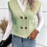 Full Size Button Up V-Neck Sweater Vest