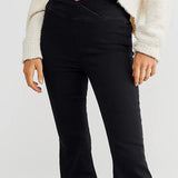 Asymmetric Waist Flare Jeans