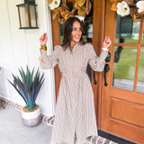 Refined Line Midi Dress - Brown