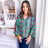 Lexi Top - Plaid About You - Green