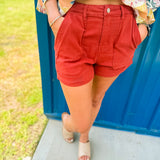 Steph HW Denim Shorts- Rust