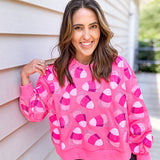 Queen Of Sparkles Neon Pink Candy Corn Sweatshirt - Final Sale
