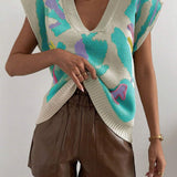 Color Block V-Neck Sweater Vest