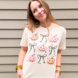 Pink Pumpkins & Bows Tee - Ivory - Final Sale