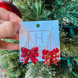 Holiday Bow Earrings- Red
