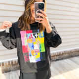 Queen Of Sparkles Black Colorblock Queen Logo Sweatshirt - Final Sale