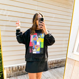 Queen Of Sparkles Black Colorblock Queen Logo Sweatshirt - Final Sale