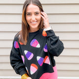 Halloween Candy Corn Sweatshirt - Black - Final Sale