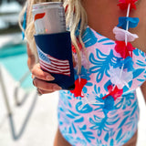 American Flag Watercolor Can Cooler - Patriotic