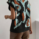 Color Block V-Neck Sweater Vest