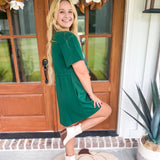 Heart Strings Mini Dress - Hunter Green