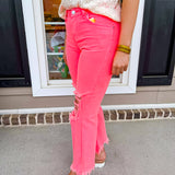 Kaleigh High Rise Straight Leg Crop Pant - Coral