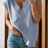 V-Neck Cap Sleeve Knit Vest