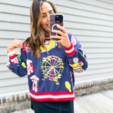 Queen Of Sparkles Navy Fair Fun Sweatshirt - Final Sale